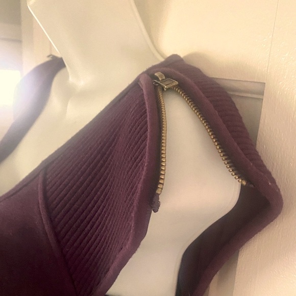 🍆SPENSE🍆 RUCHED CHEST RIBED SHOULDER ZIP CAP SLEEVE BACK SLIT SHEATH DRESS NWT - Picture 9 of 15